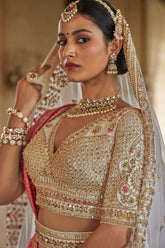Pearl White Silk Heavy Worked Bridal Lehenga